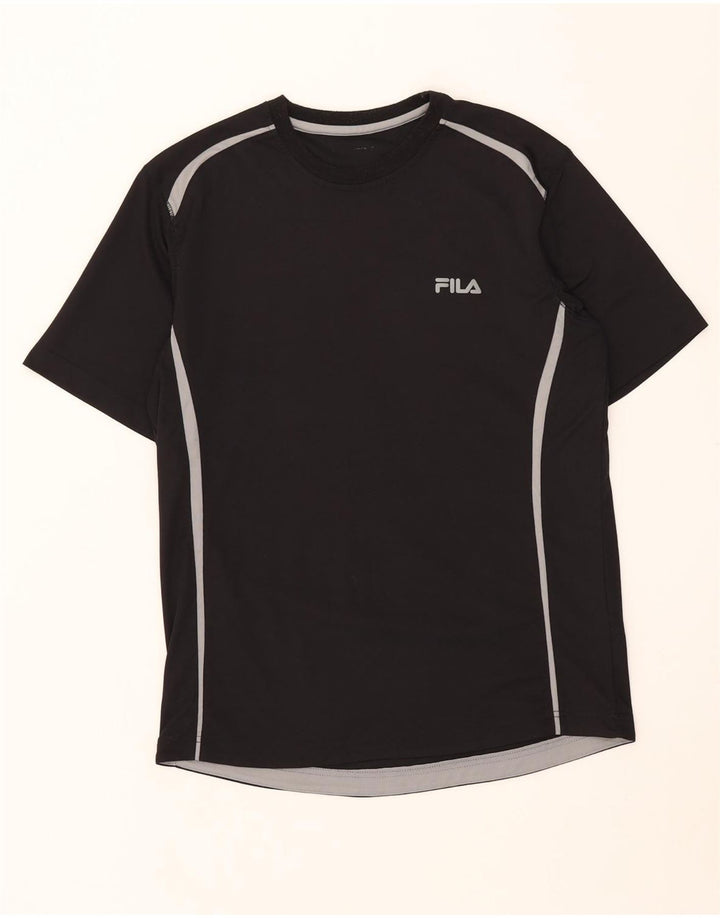 T-shirt męski FILA Top, średni czarny poliester z blokami kolorów