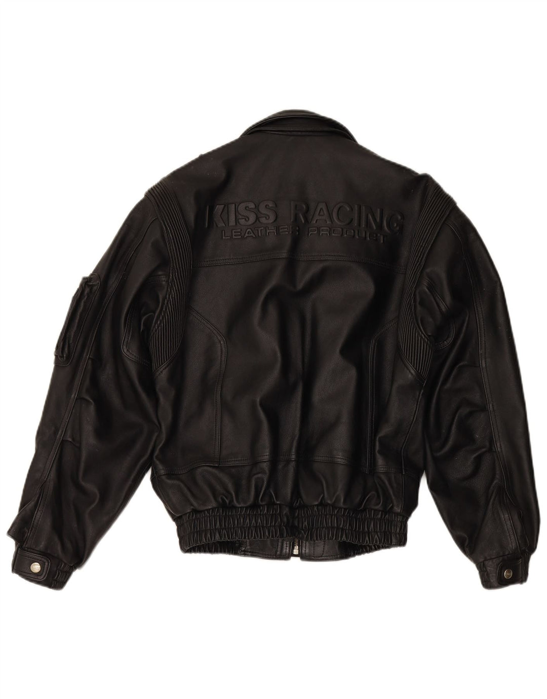 Męska skórzana kurtka wyścigowa EUROX Graphic UK 40, duża czarna skóra