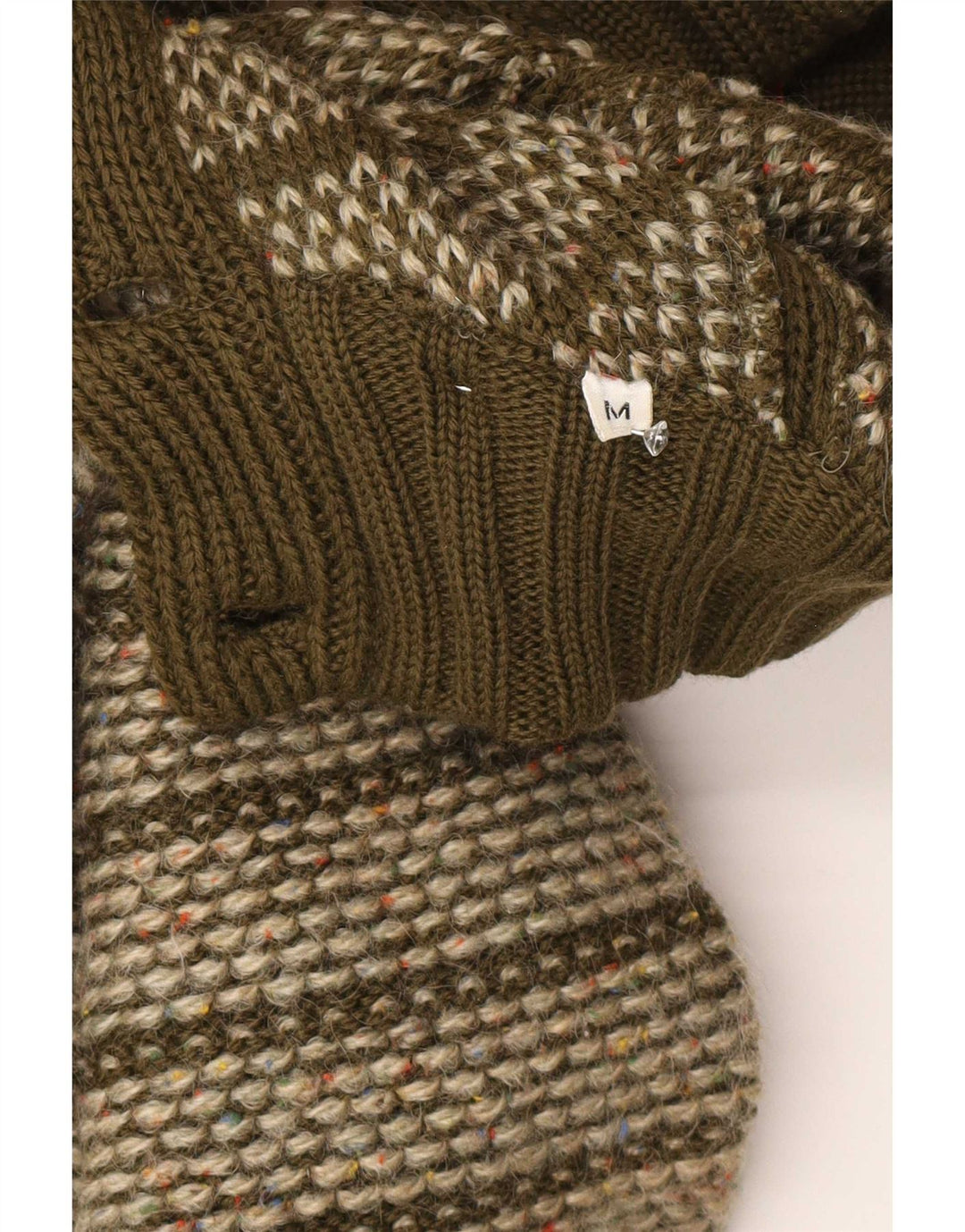 Męski sweter rozpinany Missoni, średnia wełna w paski khaki