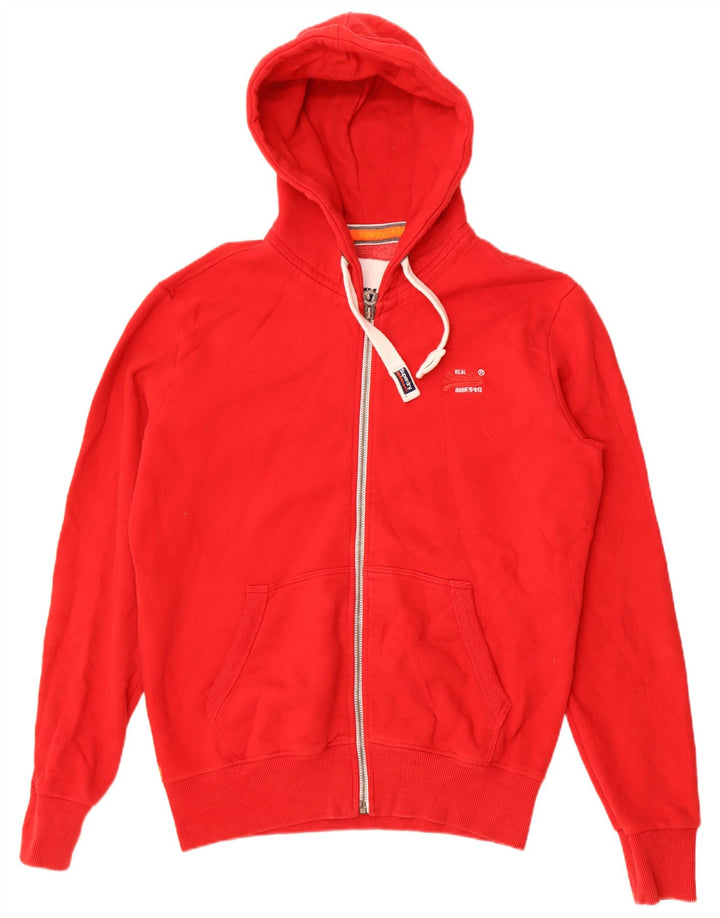 Męski sweter z kapturem i zamkiem błyskawicznym Superdry, duży, czerwony, bawełniany