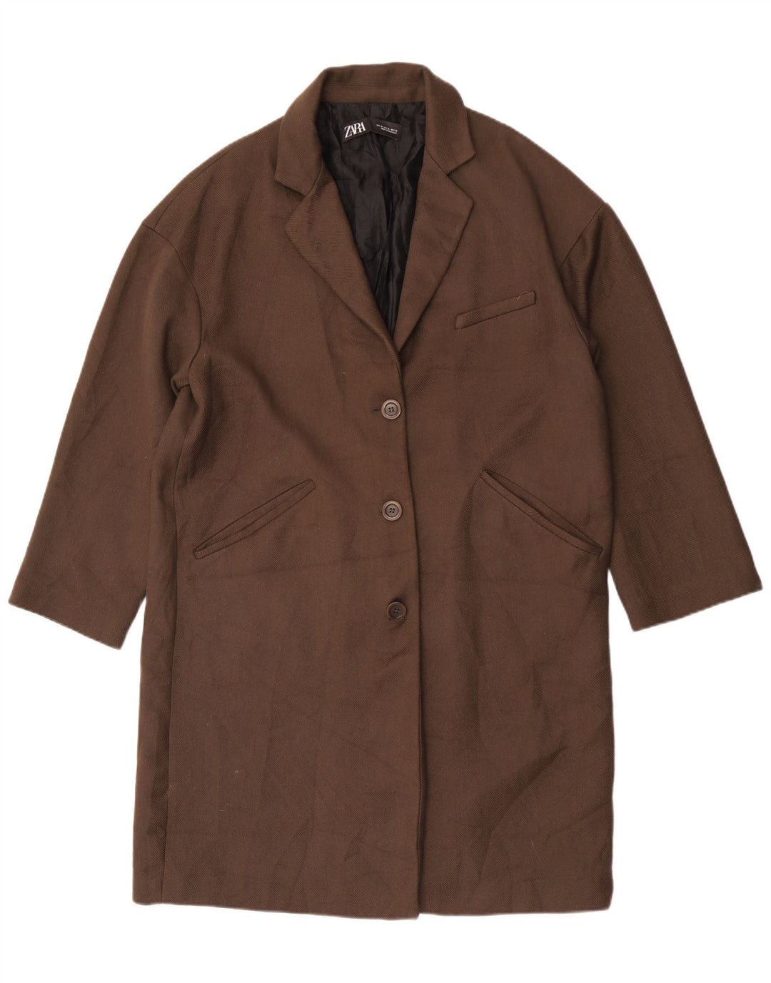 Damski płaszcz oversize Zara UK 14, średni brązowy poliester