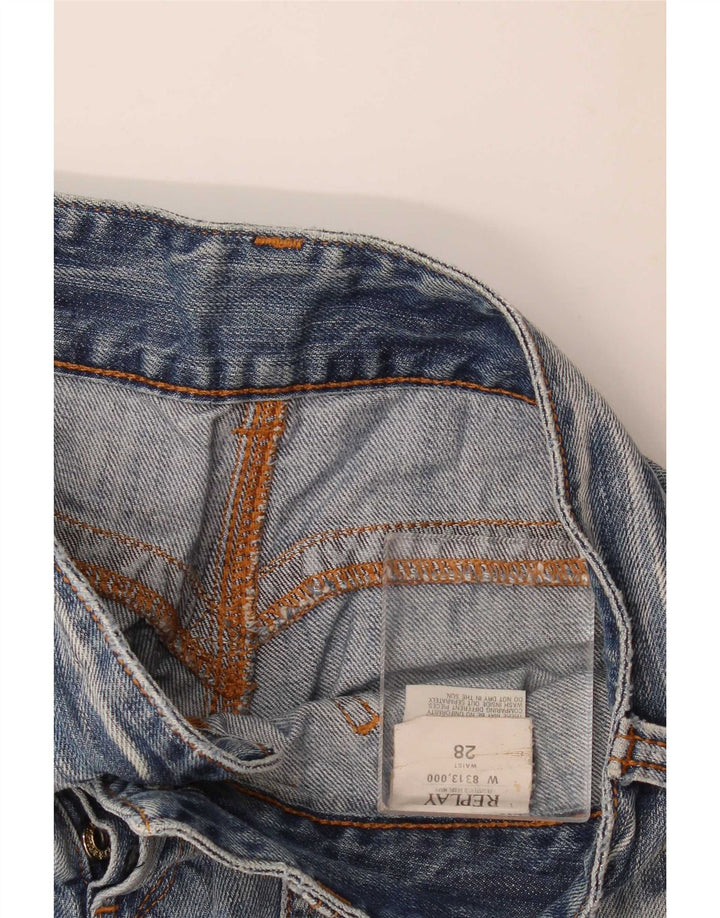 Damskie spodenki jeansowe Replay, średnie W28, niebieska bawełna