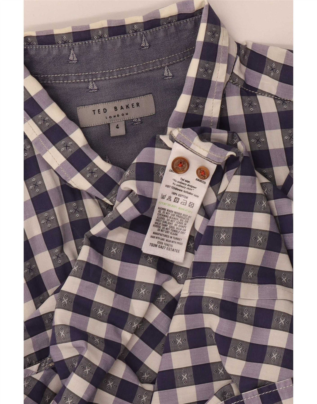Koszula męska Ted Baker, rozmiar 4, duża, fioletowa, bawełniana w kratkę