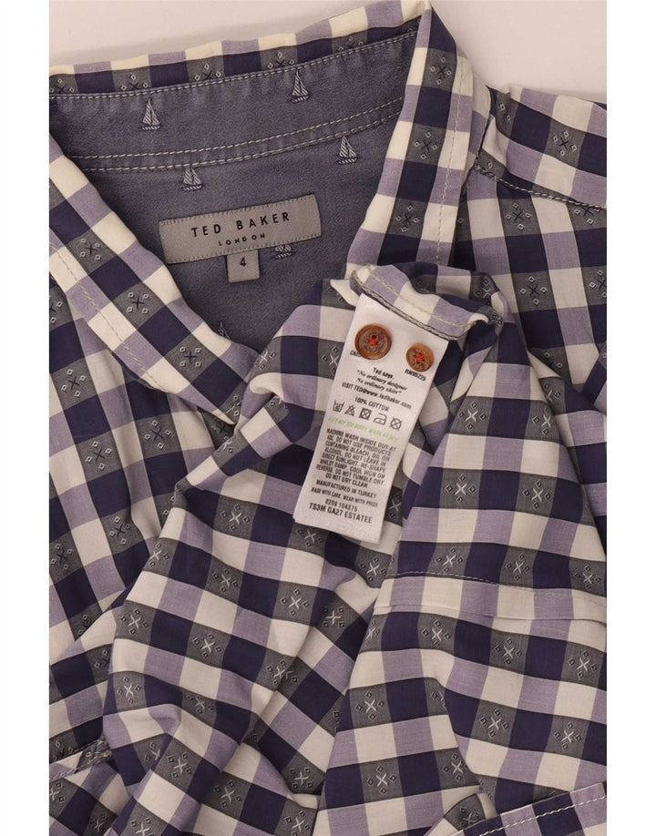 Koszula męska Ted Baker, rozmiar 4, duża, fioletowa, bawełniana w kratkę