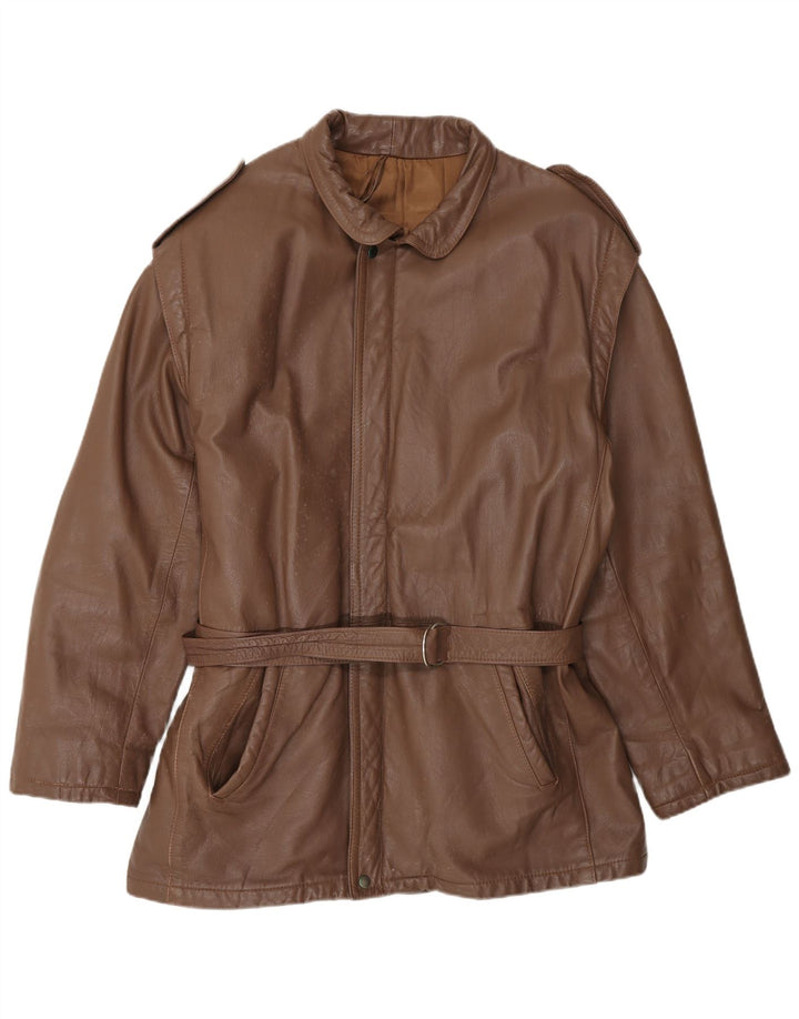 Vintage męska skórzana kurtka wojskowa IT 52 XL brązowa