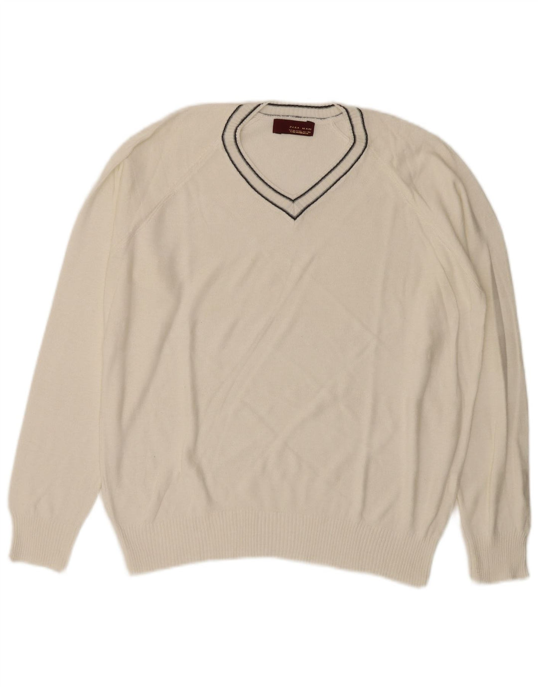 Męski sweter Zara z dekoltem w kształcie litery V, XL, biały