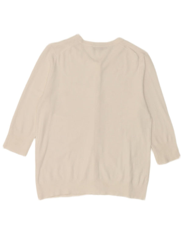 Damski sweter rozpinany z rękawem 3/4 Zara UK 18 XL, biały