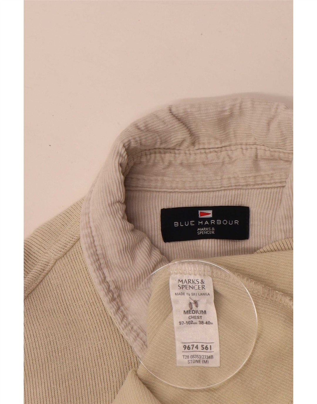 Męska koszulka polo Marks & Spencer z długim rękawem, średnio beżowa, bawełniana