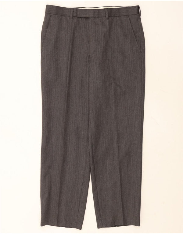 Marks & Spencer Mens Straight Suit Trousers W34 L29 Grey Wool