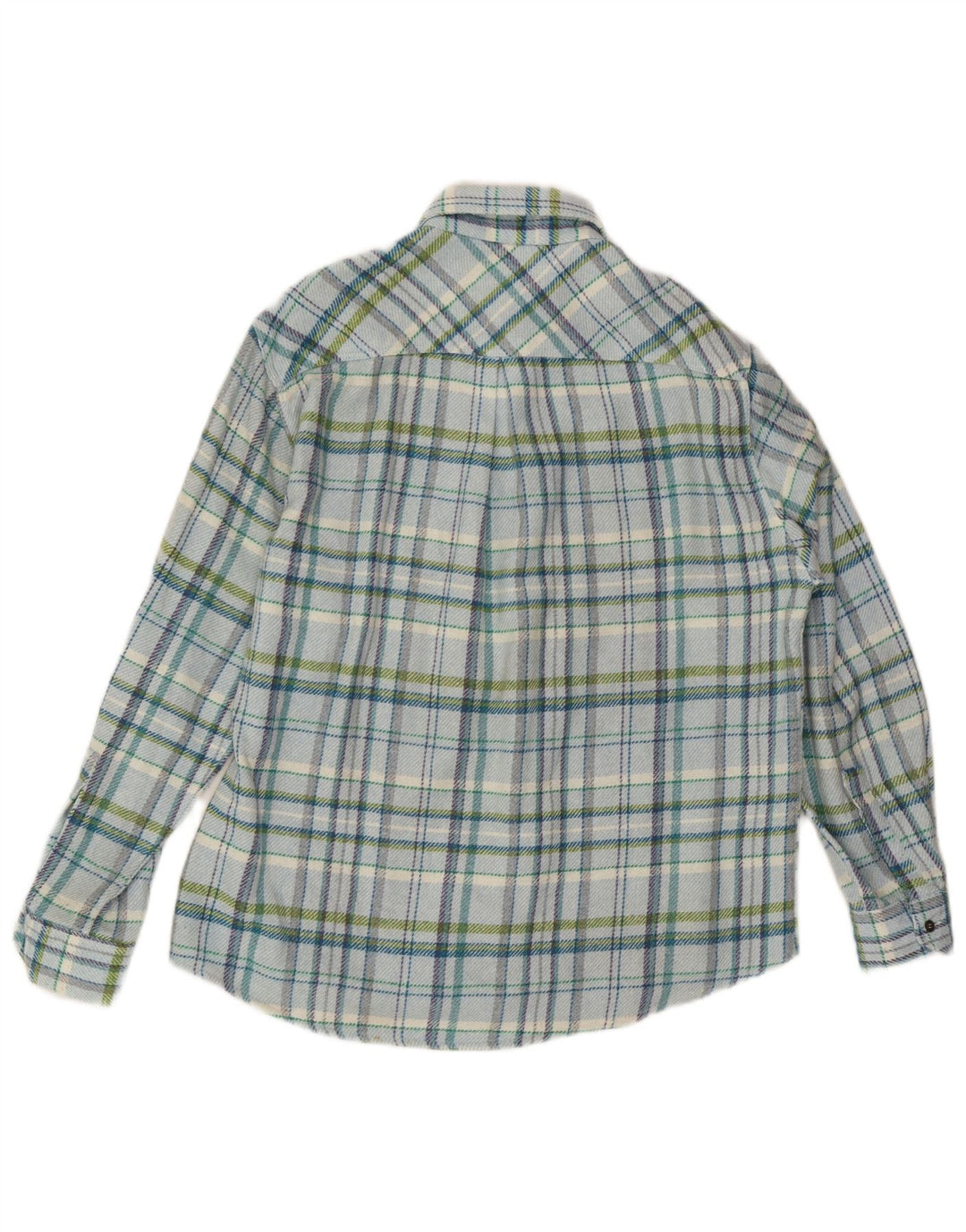 Vintage męska koszula flanelowa drwal, średnia niebieska kratka