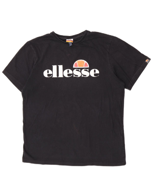 Damska koszulka z grafiką Ellesse Top UK 14, duża, czarna bawełna