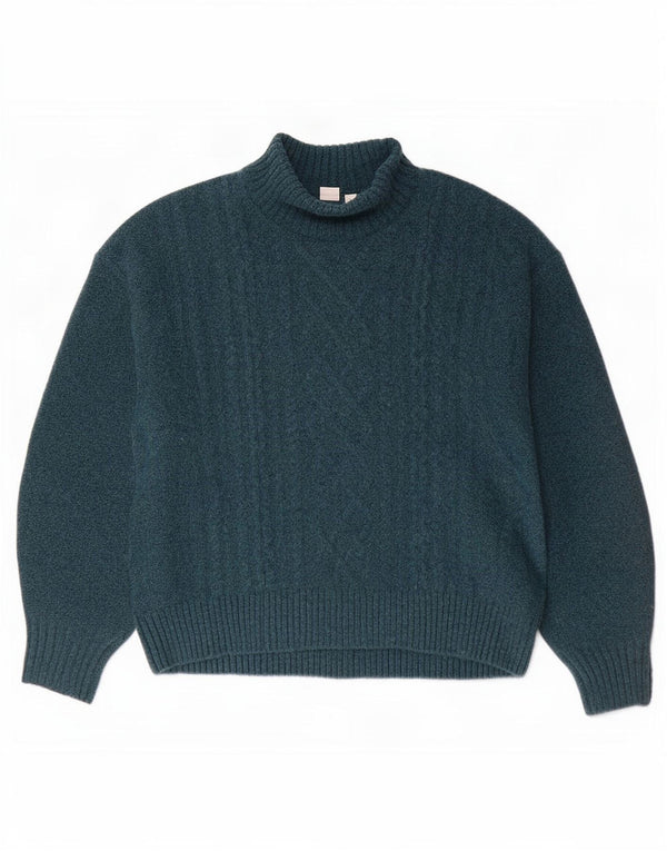 Damski sweter oversize Gap z wywijanym dekoltem UK 16, duży, zielony, akrylowy