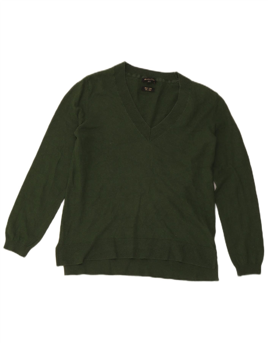 Sweter damski Massimo Dutti z dekoltem w kształcie litery V, UK 14, duży zielony