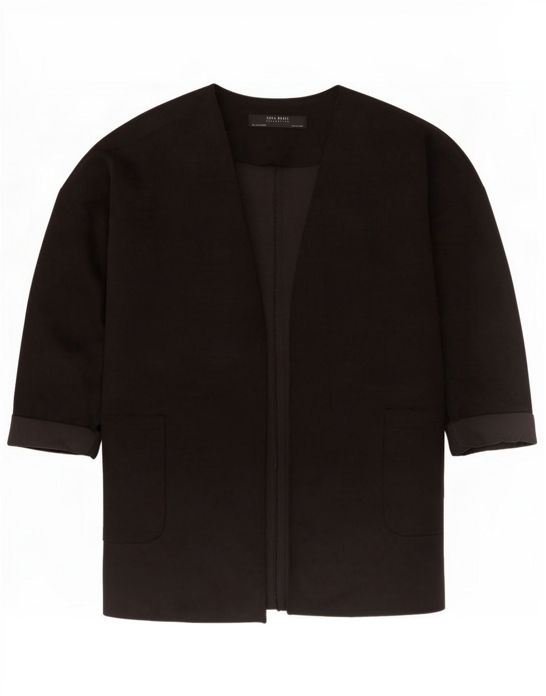 Zara Damska marynarka oversize z rękawami 3/4 i otwartymi, UK 10, mała czarna