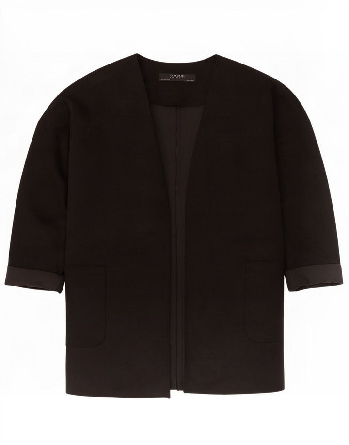 Zara Damska marynarka oversize z rękawami 3/4 i otwartymi, UK 10, mała czarna