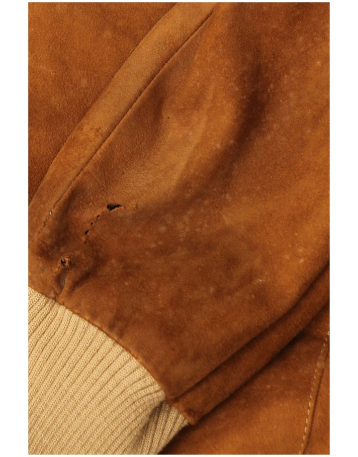 Vintage męska zamszowa kurtka bomber IT 52 XL brązowa skóra