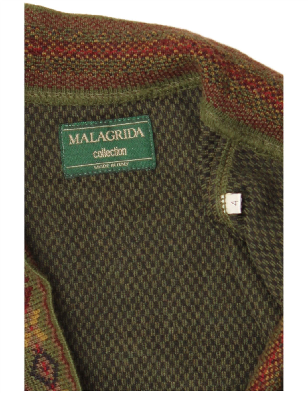 Męski sweter rozpinany Malagrida, duży khaki, wełna Fair Isle