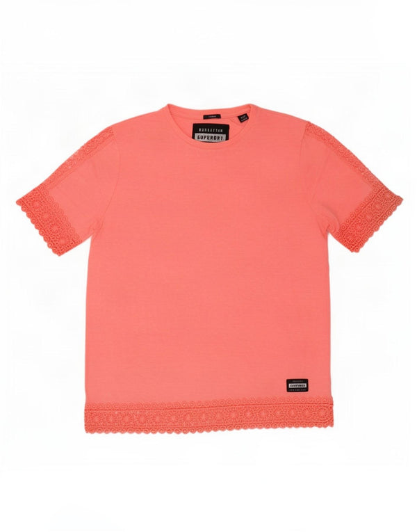 T-shirt damski Superdry Top UK 6 XS, różowy, bawełniany