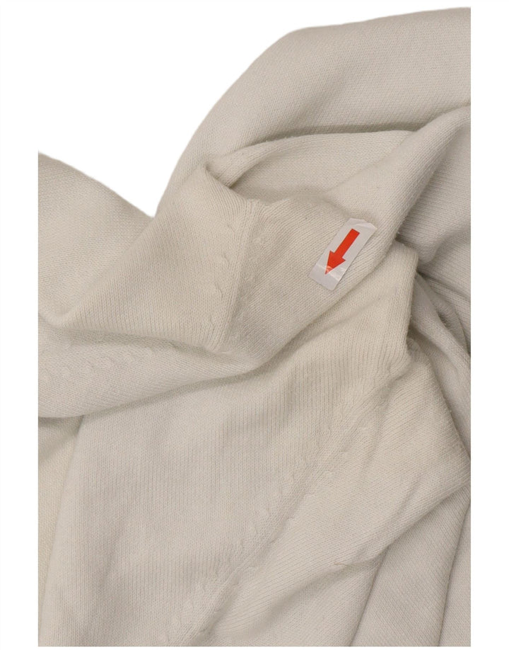 Sweter damski ZARA z dekoltem w kształcie litery V, UK 14, duży, biały, bawełniany