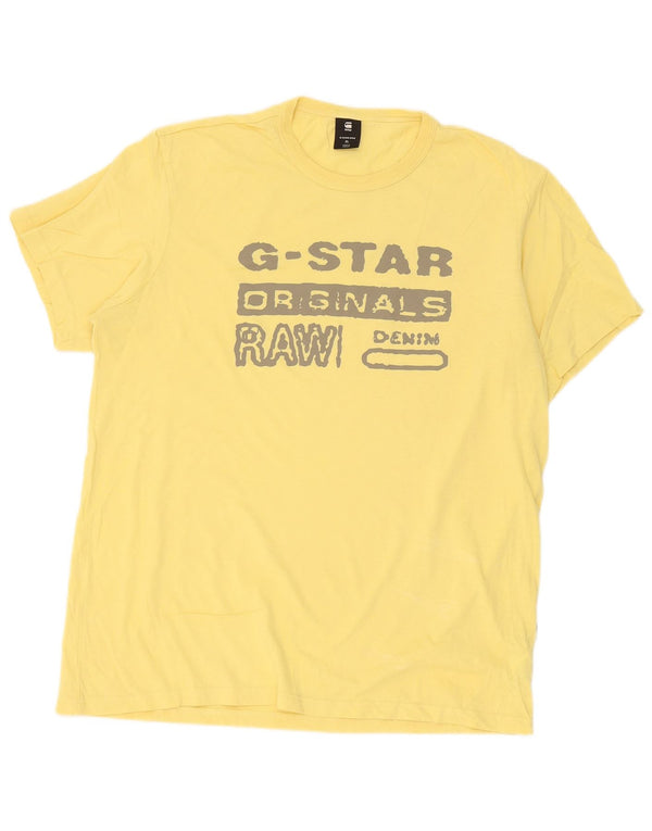 Męska koszulka z grafiką G-Star, XL, żółta, bawełniana