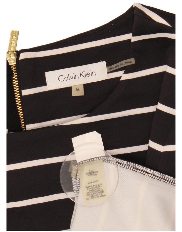 Damski top CALVIN KLEIN z rękawem 3/4, UK 14, średni czarny poliester w paski