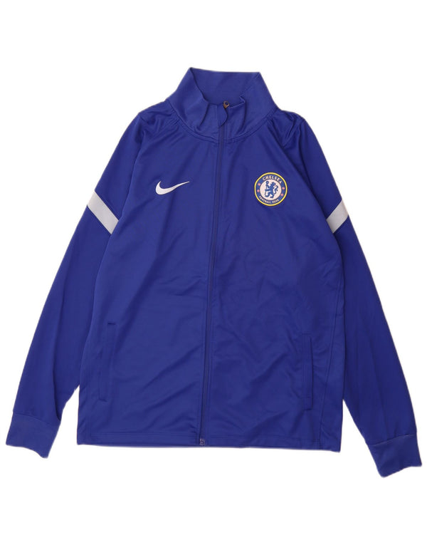 Kurtka męska Nike Chelsea FC dresowa, średnioniebieska, poliestrowa z blokami kolorów