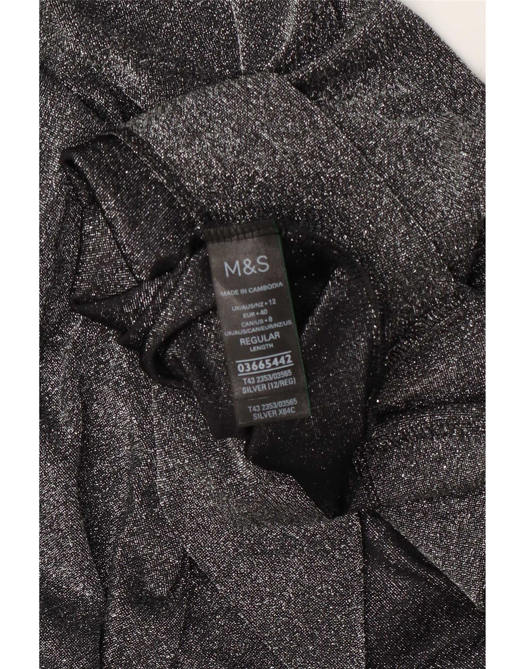 Marks & Spencer Damski top oversize z rękawem 3/4, UK 12, średni, srebrny, nakrapiany