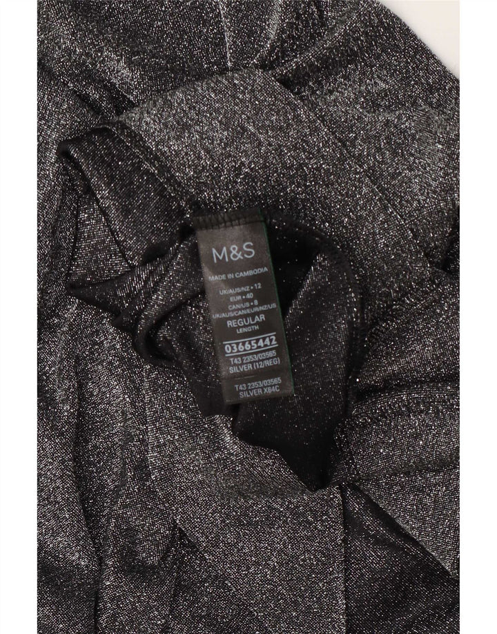 Marks & Spencer Damski top oversize z rękawem 3/4, UK 12, średni, srebrny, nakrapiany