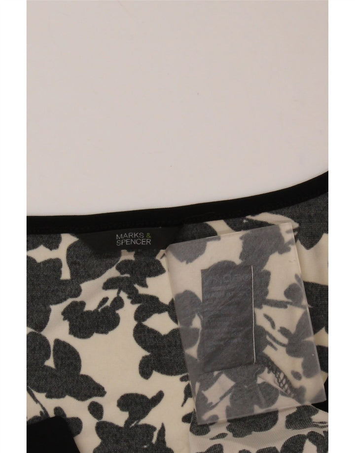 MARKS & SPENCER Damski top bluzkowy UK 16, duży, czarny, w kwiaty, poliester
