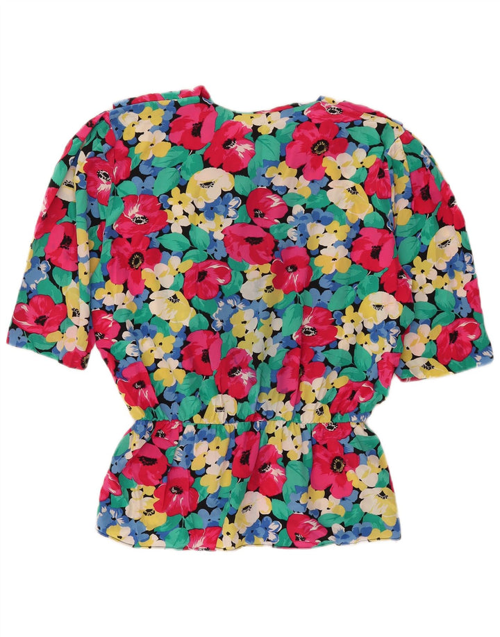 Vintage damska bluzka z rękawem 3/4 Top IT 46, duża, wielobarwna w kwiaty