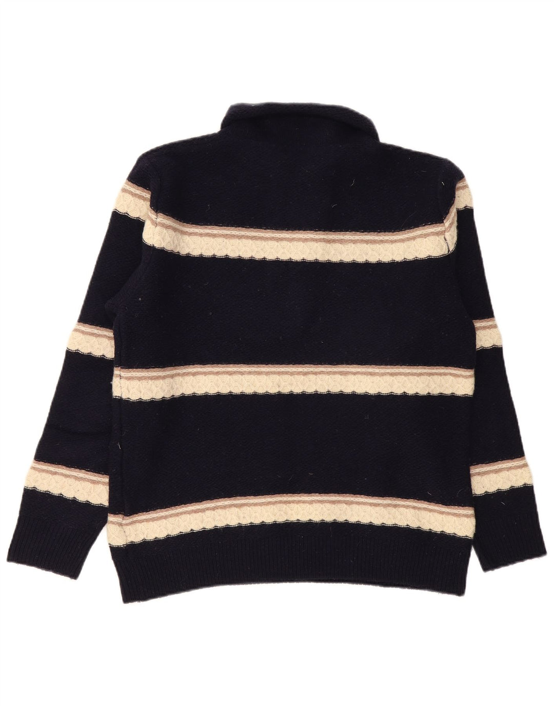 Męski sweter zapinany na guziki Kappa Średni granatowy pasek z owczej wełny