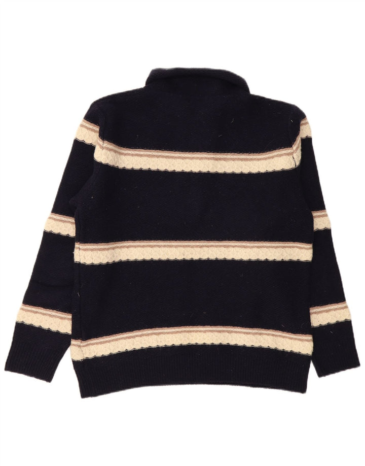Męski sweter zapinany na guziki Kappa Średni granatowy pasek z owczej wełny
