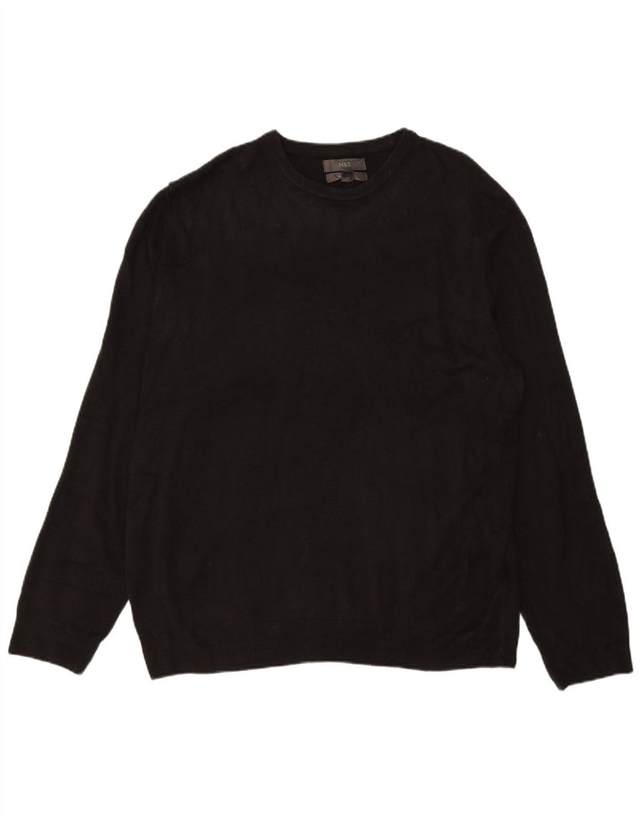 Marks & Spencer Męski sweter z okrągłym dekoltem 2XL, czarny akryl