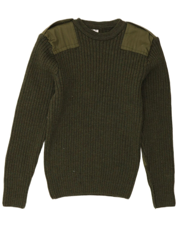 Vintage męski sweter wojskowy z okrągłym dekoltem UK 40 Medium Green Army