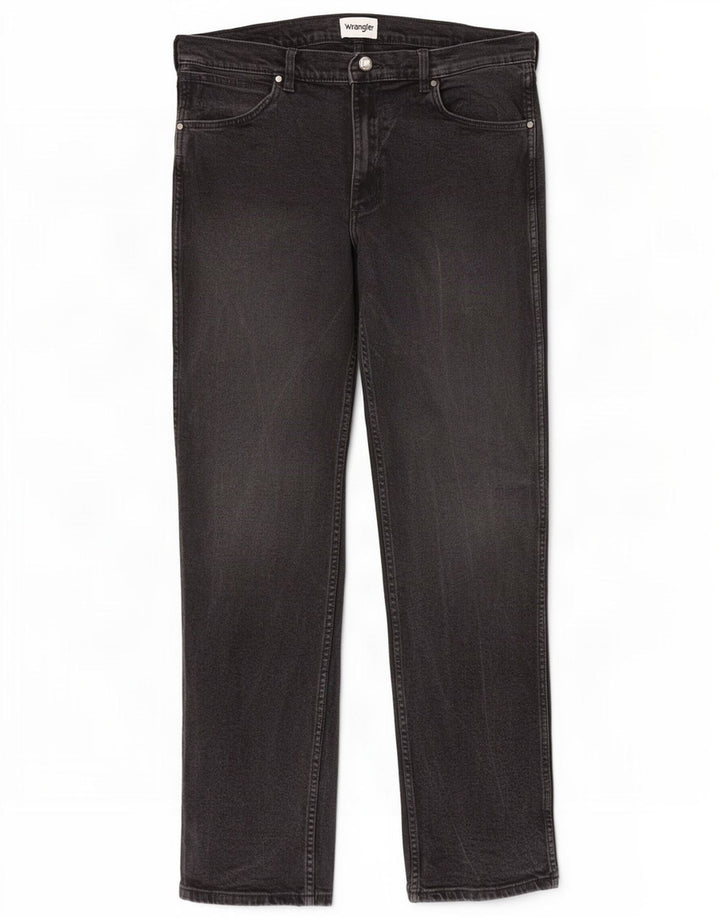 Męskie proste jeansy Wrangler W36 L36, czarne, bawełniane