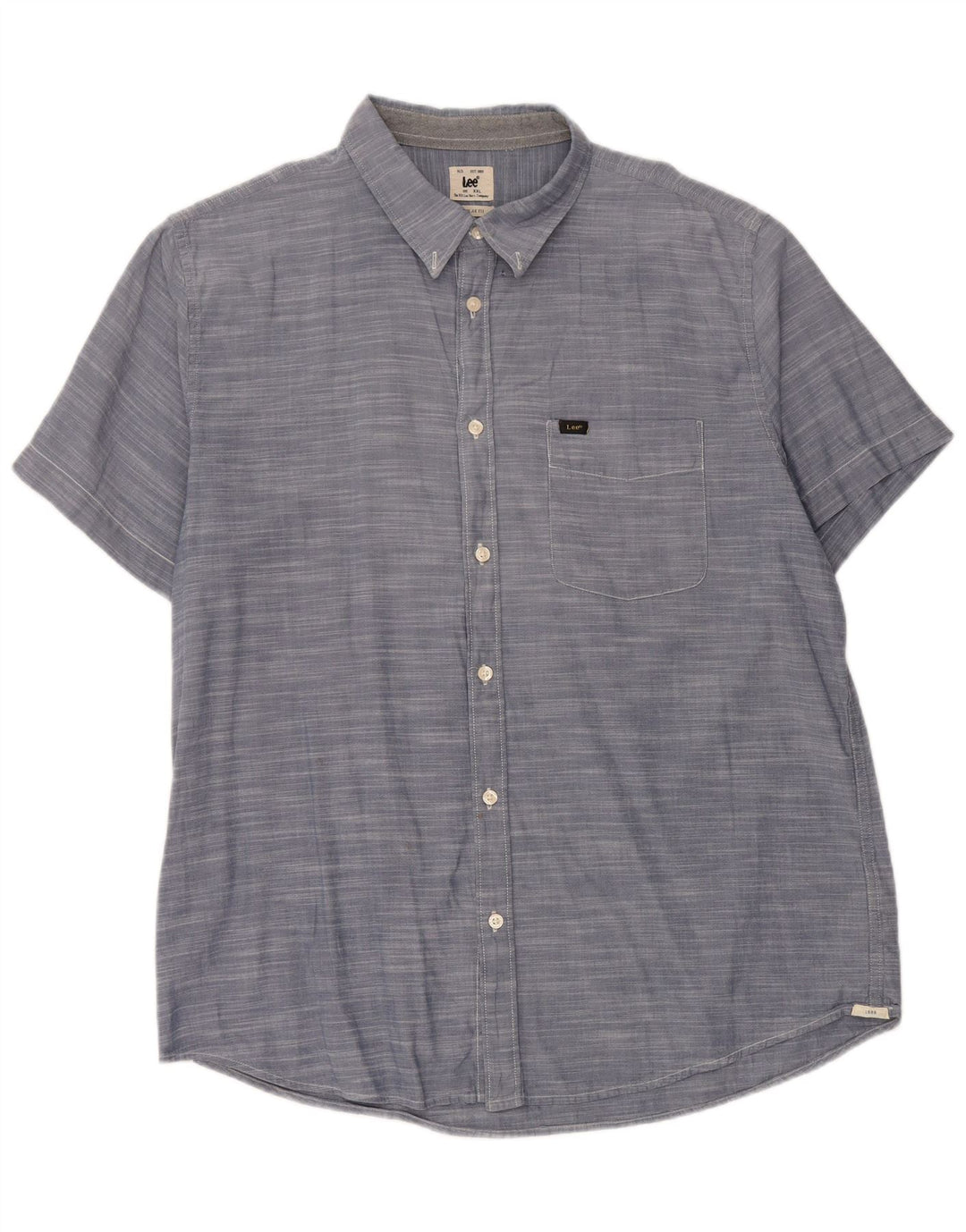 LEE Męska koszula z krótkim rękawem o regularnym kroju, 2XL, niebieska, bawełniana