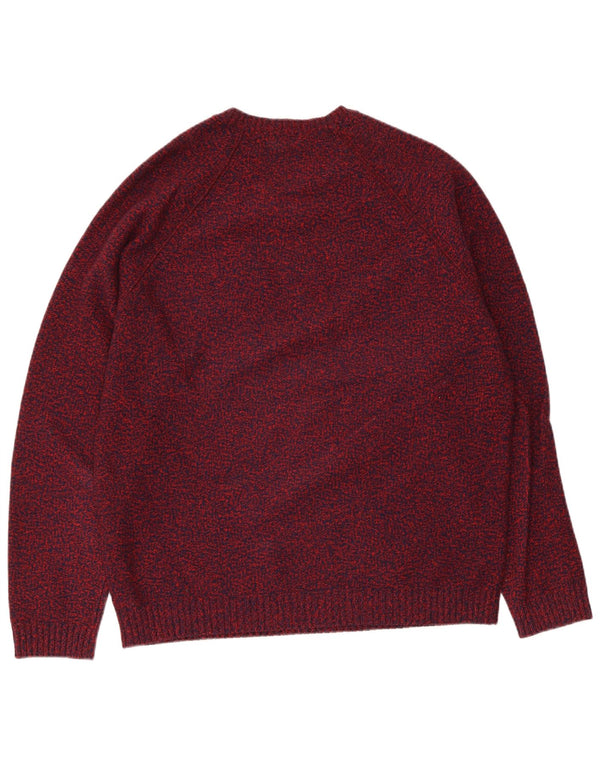 Liu Jo Męski sweter z okrągłym dekoltem XL Burgundowa, nakrapiana dziewicza wełna