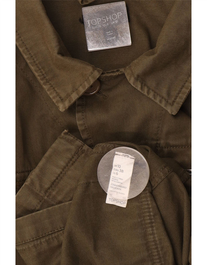 TOPSHOP Damska kurtka wojskowa oversize UK 10, mała, bawełniana khaki