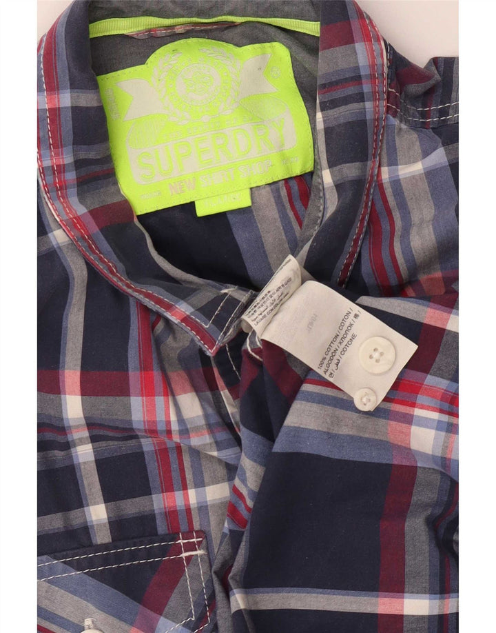 Koszula męska Superdry XL, bawełniana, granatowa w kratkę