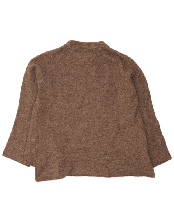 Damski sweter Zara o luźnym kroju z okrągłym dekoltem UK 10 Mały brązowy akryl
