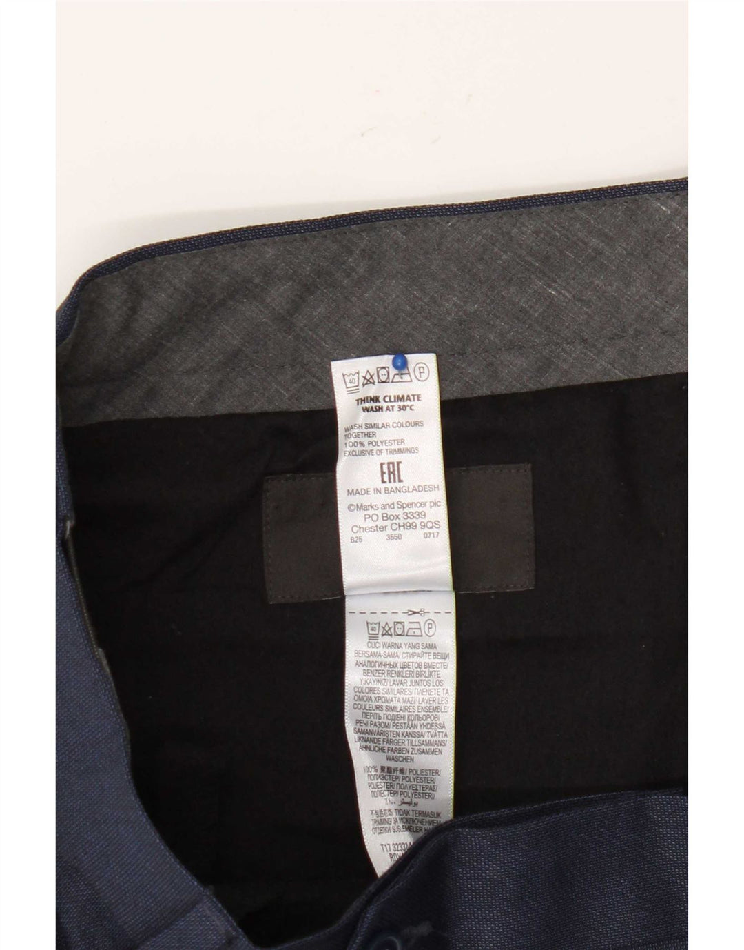 Męskie spodnie garniturowe Marks & Spencer Straight Regular W36 L31 Granatowe