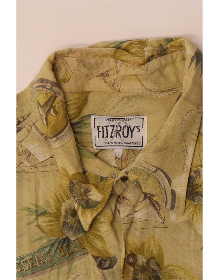 Męska koszula graficzna Fitzroy's XL w zielone kwiaty