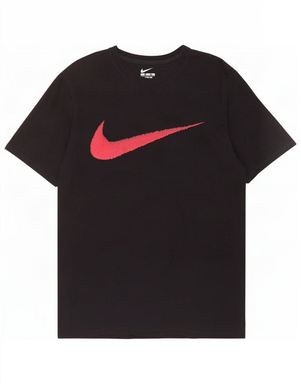 Męski T-shirt Nike o sportowym kroju z grafiką, duży, czarny, bawełniany