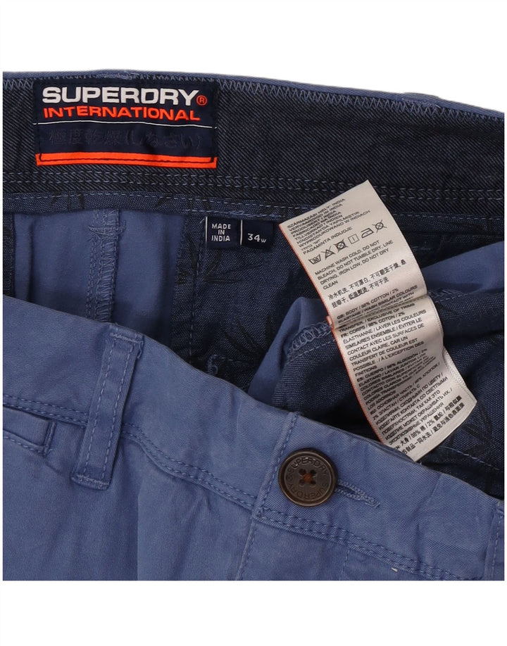 Męskie spodenki Chino Superdry W34, duże, niebieskie, bawełniane