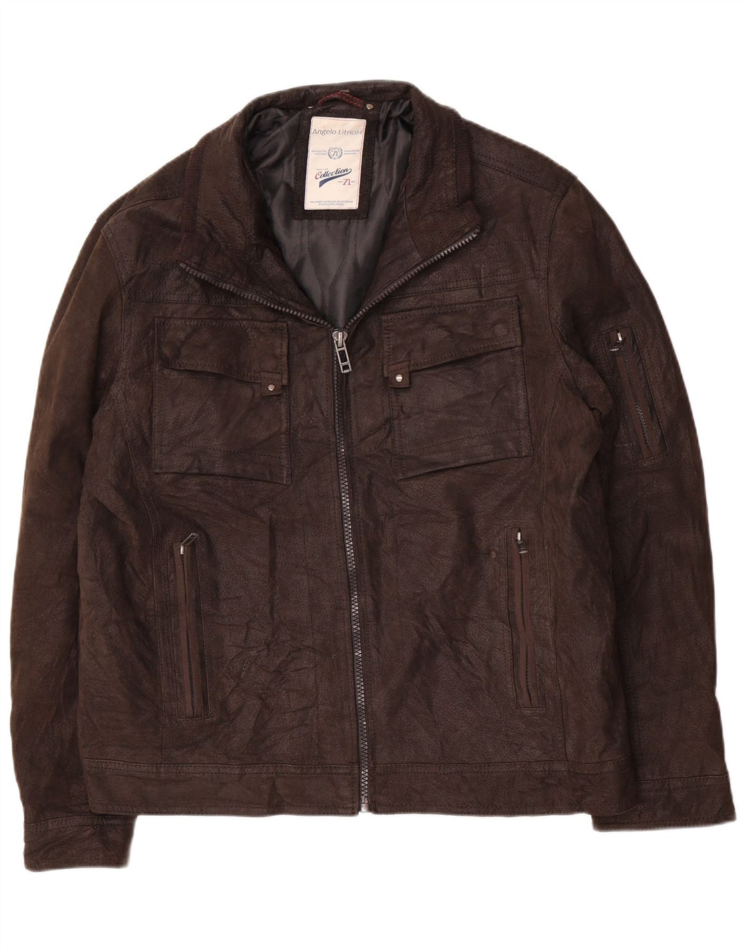 Męska kurtka skórzana Angelo Litrico UK 42 XL, brązowa skóra