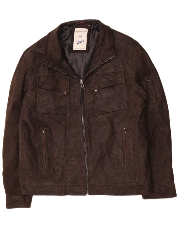 Męska kurtka skórzana Angelo Litrico UK 42 XL, brązowa skóra