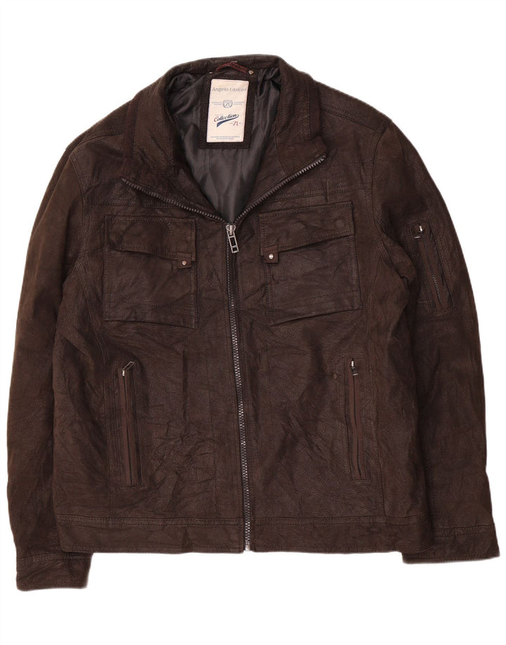 Męska kurtka skórzana Angelo Litrico UK 42 XL, brązowa skóra