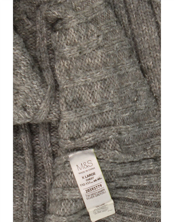 Marks & Spencer Męski sweter z zamkiem błyskawicznym XL, szary akryl