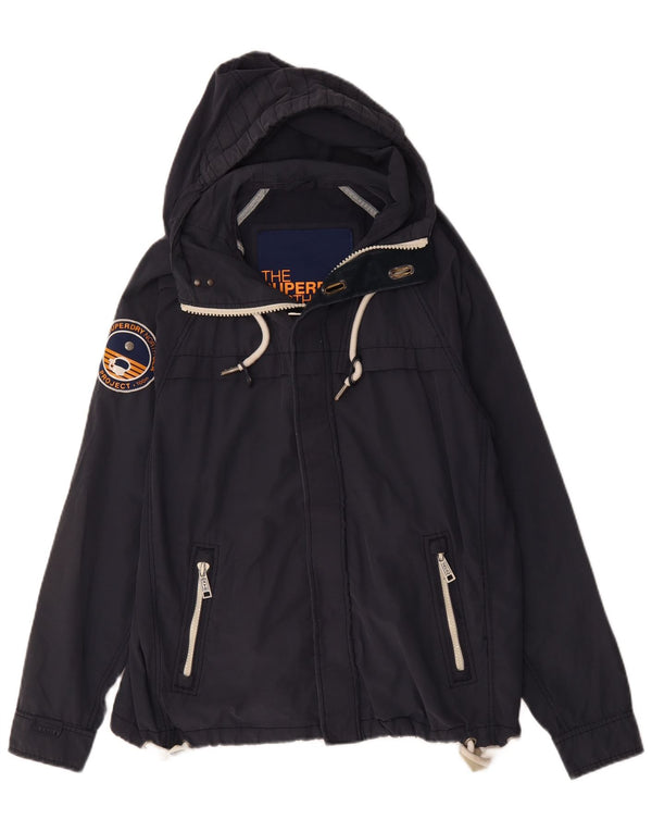 Męska kurtka wiatrówka z kapturem Superdry UK 42 XL, granatowa, bawełniana