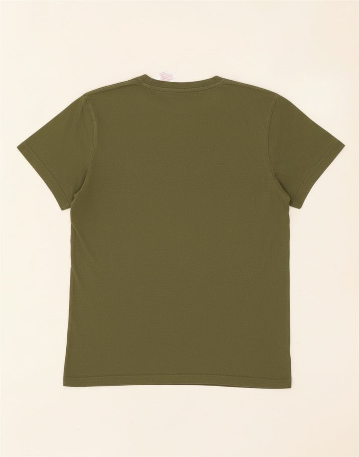Chłopięcy T-shirt Adidas z grafiką, 13-14 lat, bawełna khaki